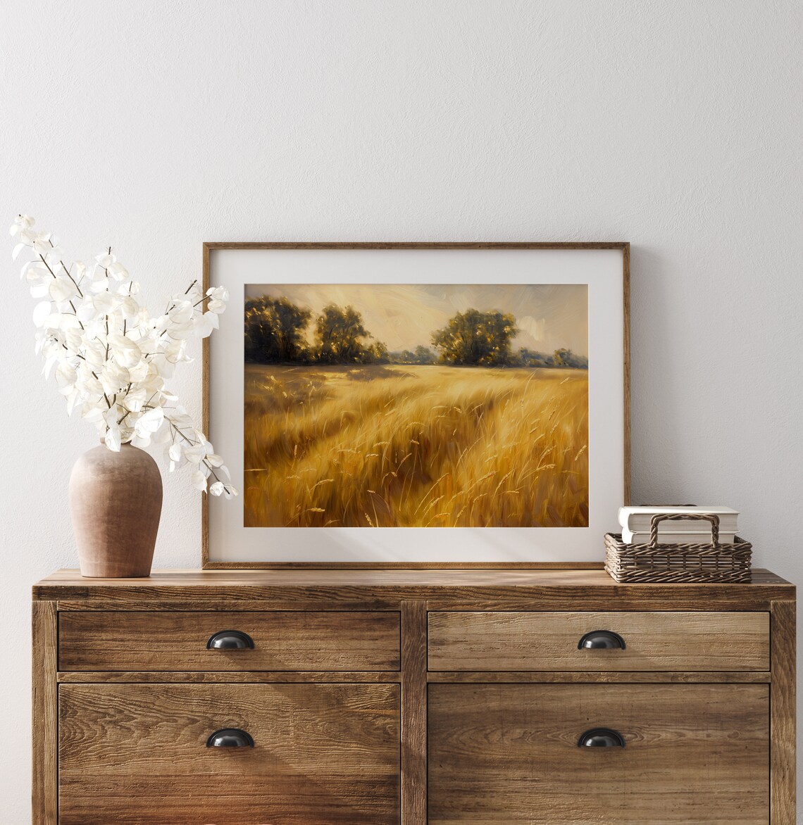 Afternoon Barley Field Painting, Rustic Farmhouse Art Print - Image 3