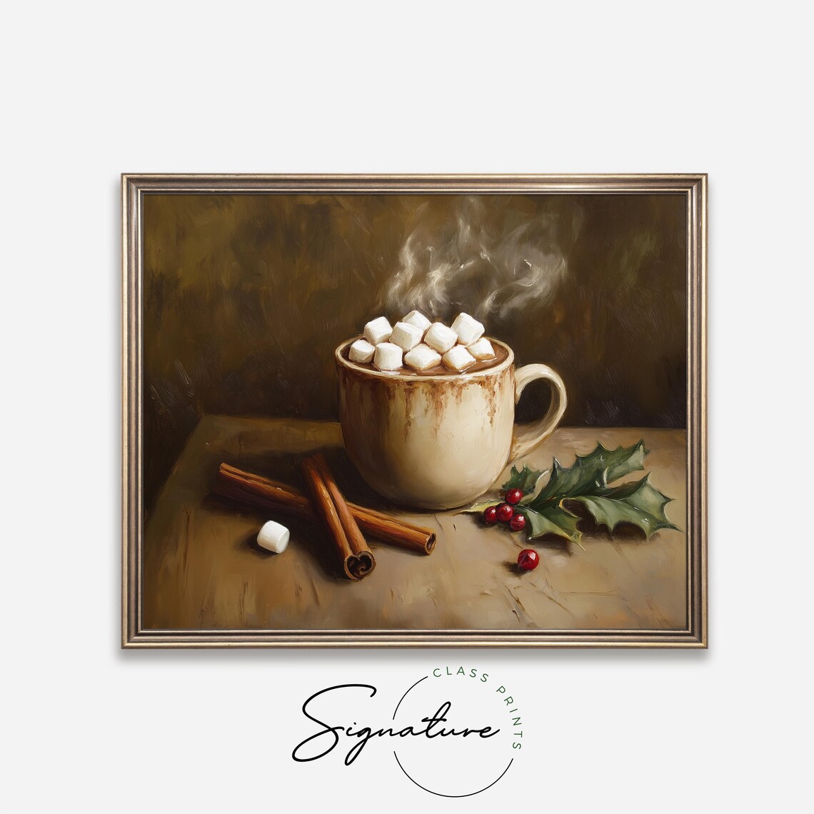 Farmhouse Hot Cocoa Mug With Holly, Christmas Art Print - Image 4