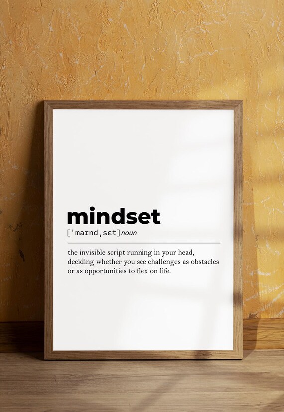 Mindset Print Mindset Definition Poster Inspirational Quote Print Work Desk Wall Art Mindset Instant