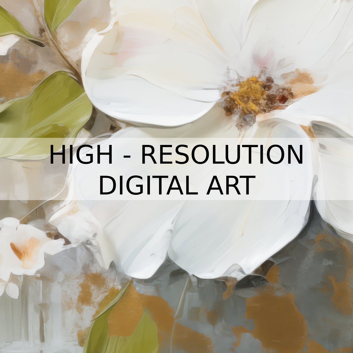 White Blossoms on Branches Soft Abstract Floral Painting Poster - Image 3