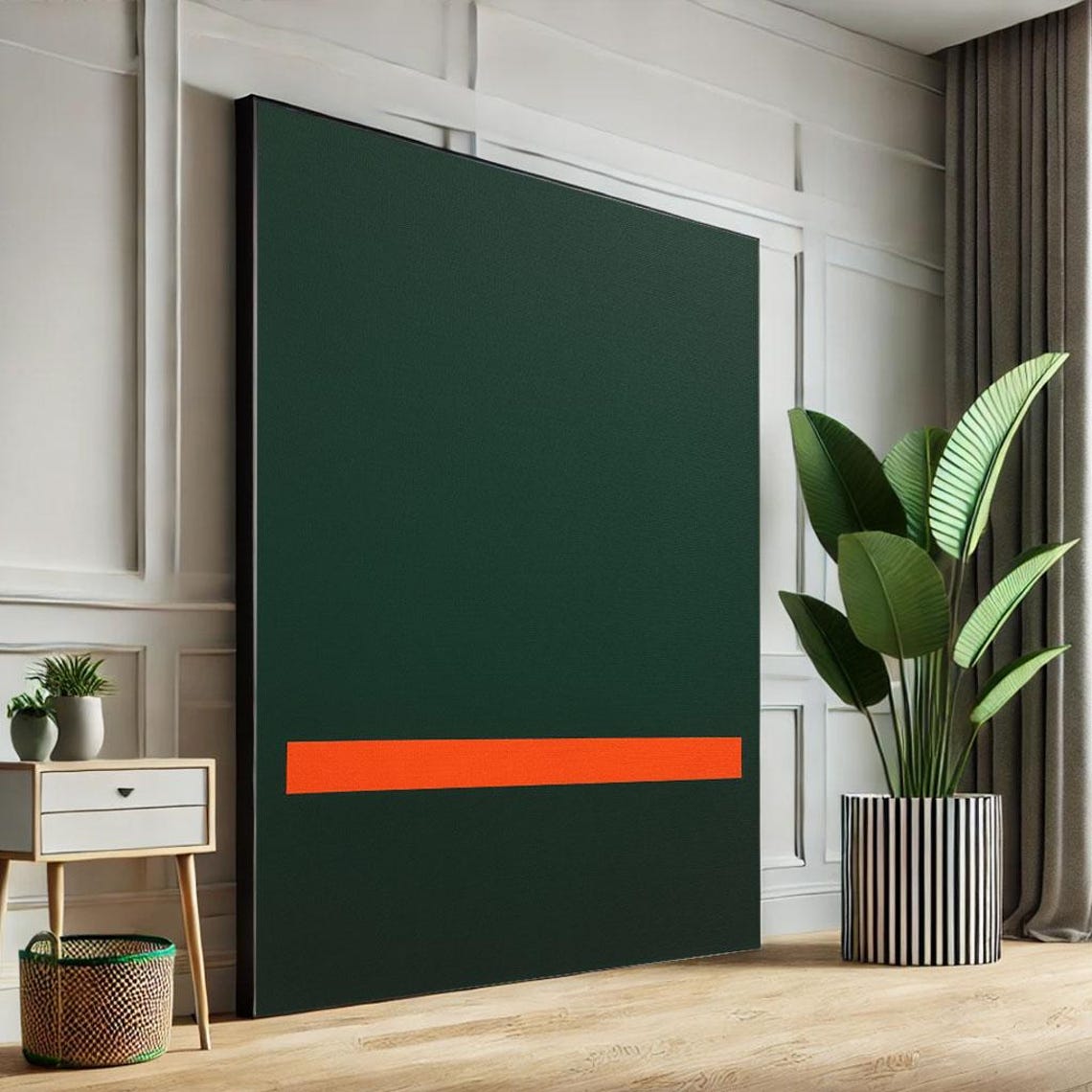 Rothko Style Green Orange Color Field Minimalist Abstract Poster