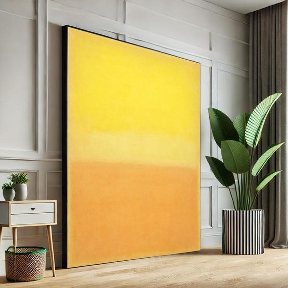 Mark Rothko Inspired Yellow And Orange Canvas Bold Color Field Painting For Modern Living Room Decor Statement Piece