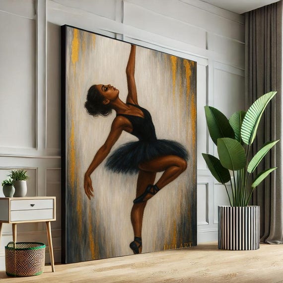 Elegant Black Ballerina Canvas Wall Art Print Modern Dance Living Room Decor Statement Piece