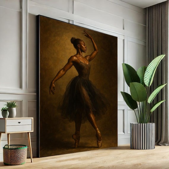 Elegant Ballerina Dancer Classical Dark Oil Painting Style Poster