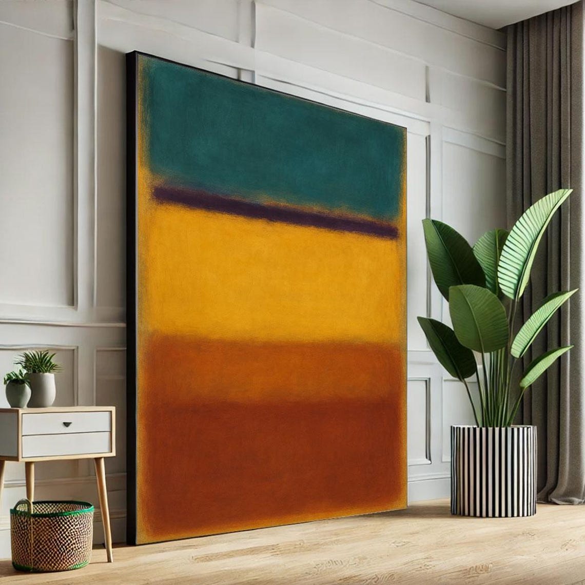 Rothko Inspired Teal Ochre And Amber Color Field Abstract Poster