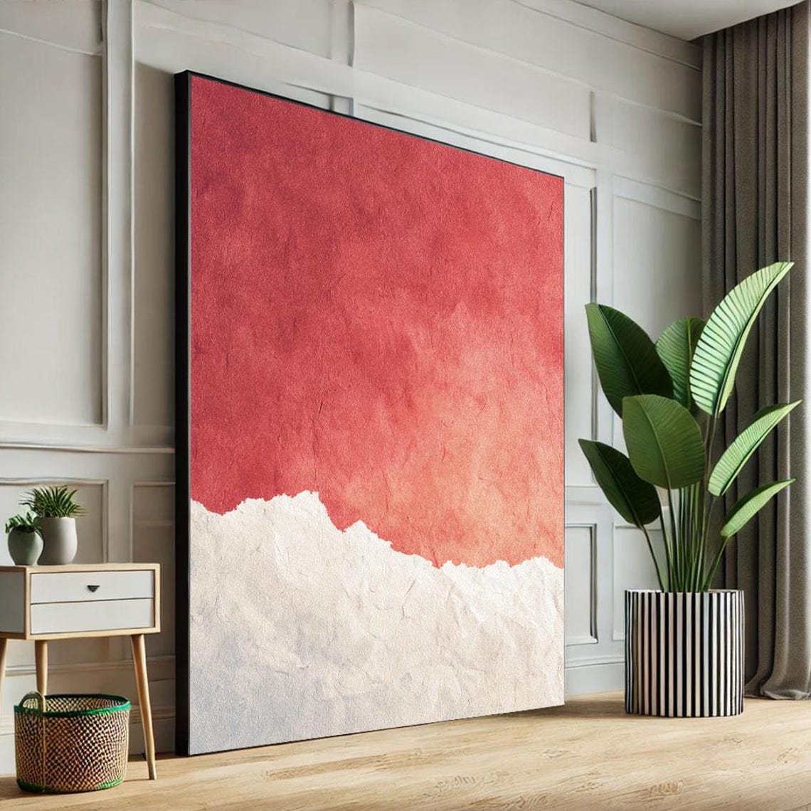 Rothko Style Red And White Color Field Abstract Modern Painting Poster