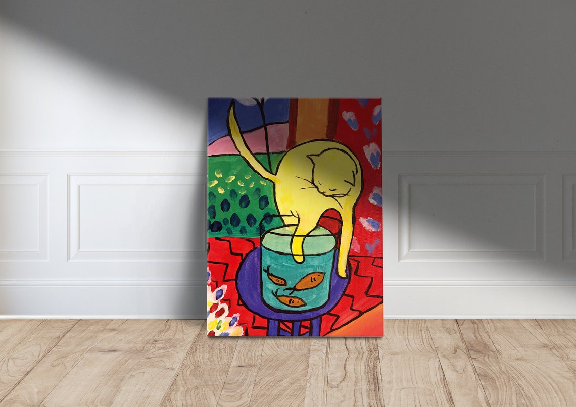 Matisse Cat With Red Fish Art Print, Home Decor