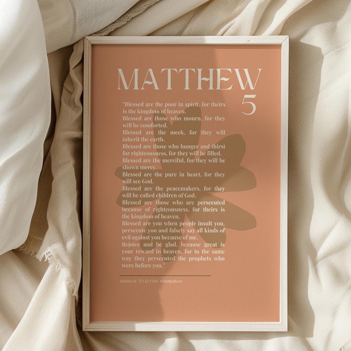 Matthew 5 Beatitudes Bible Verse Scripture Terracotta Art Poster