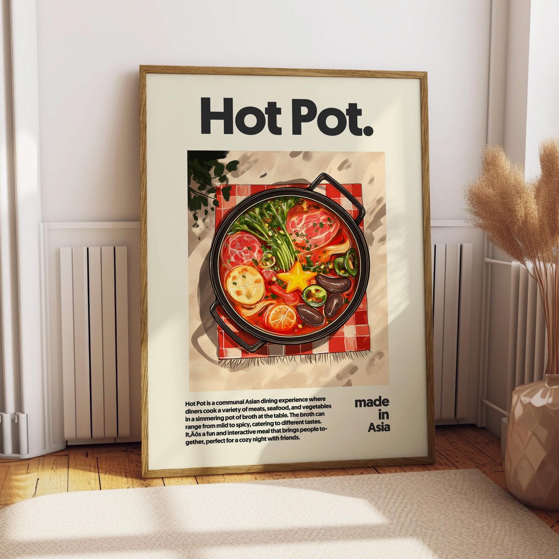 Hot Pot Asian Communal Dining Poster Retro Food Kitchen Decor