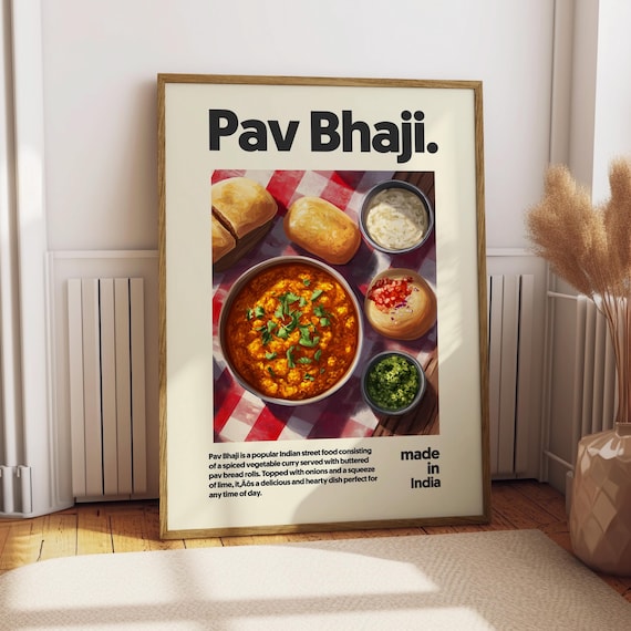 Pav Bhaji Indian Street Food Curry Bread Rolls Kitchen Art Poster