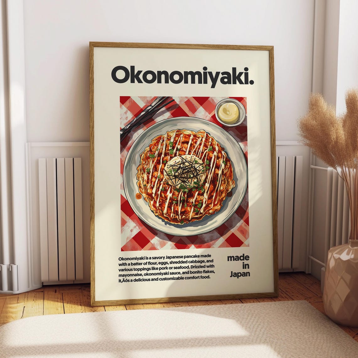 Okonomiyaki Japanese Savory Pancake Food Poster Kitchen Wall Decor Art