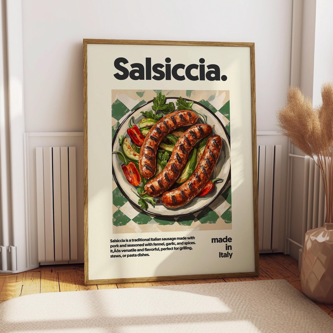 Salsiccia Italian Grilled Sausage Peppers Recipe Kitchen Art Poster