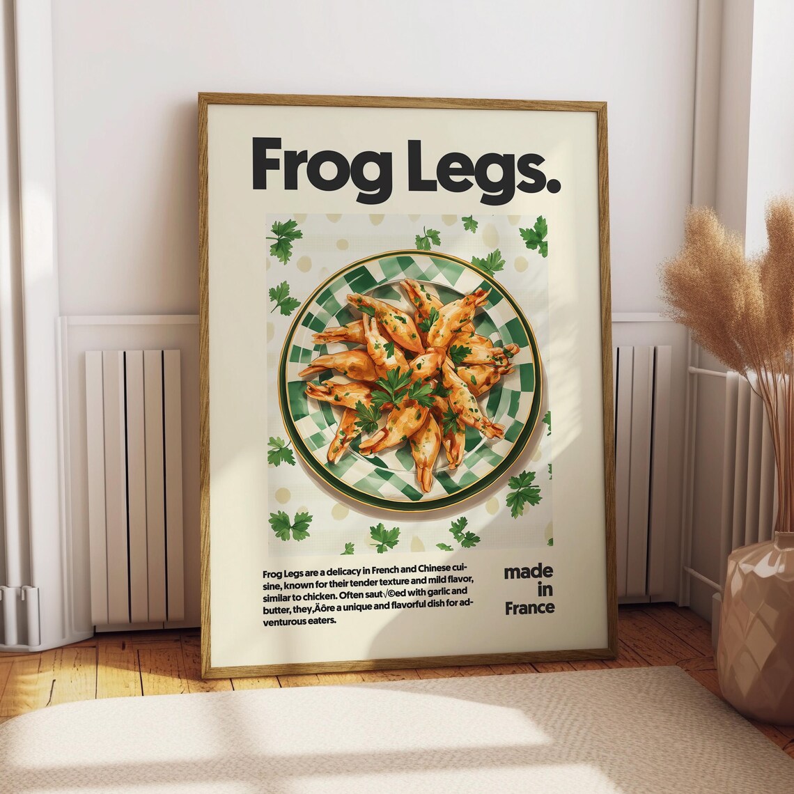 Classic Frog Legs French Delicacy Parsley Plate Food Art Poster