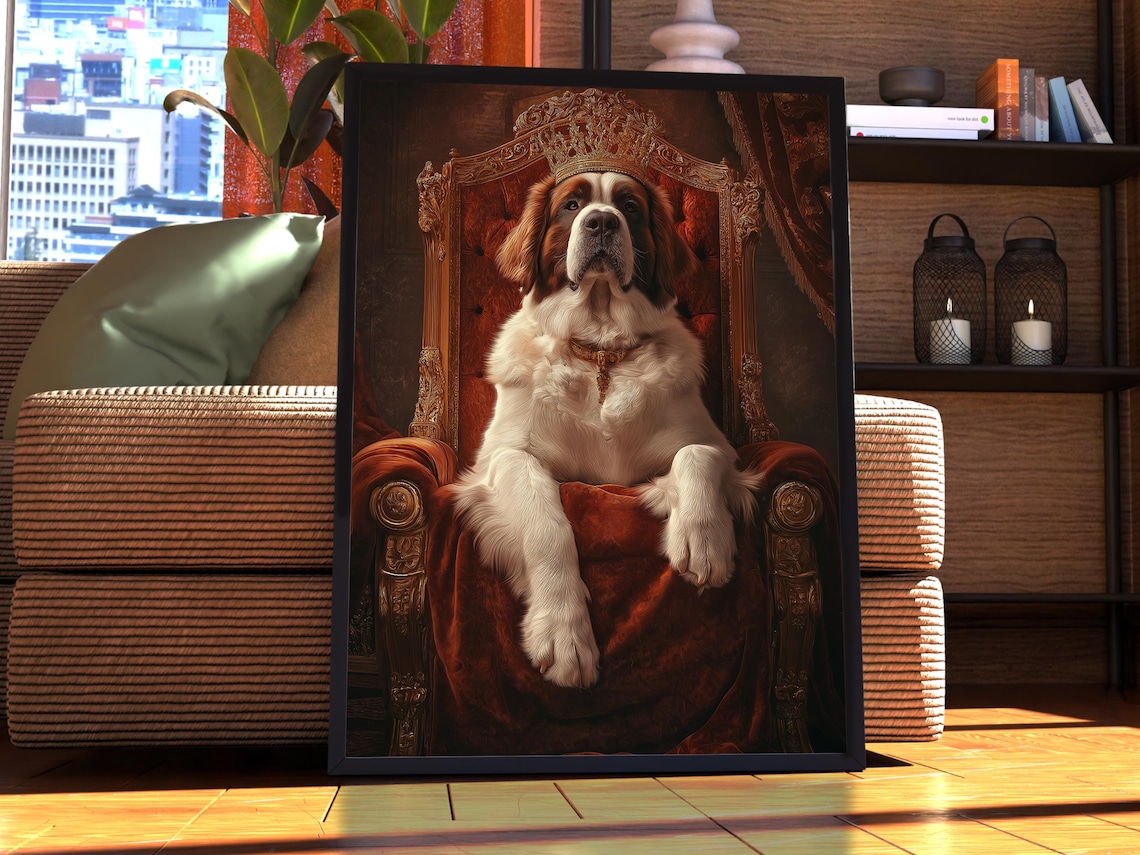 Longhair Saint Bernard Royal Portrait Poster