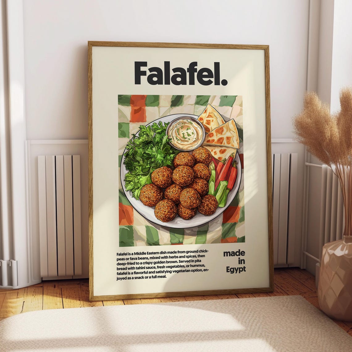 Falafel Middle Eastern Food Poster Retro Kitchen Egyptian Street Art