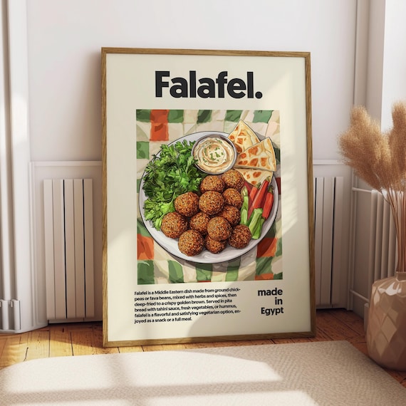 Falafel Middle Eastern Food Poster Retro Kitchen Egyptian Street Art