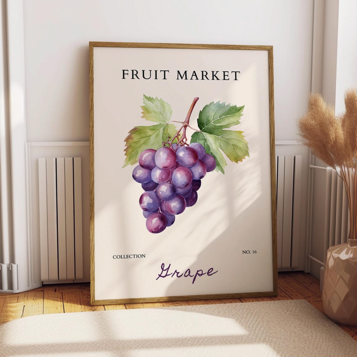 Grape Fruit Market Watercolor Kitchen Decor Botanical Wall Poster