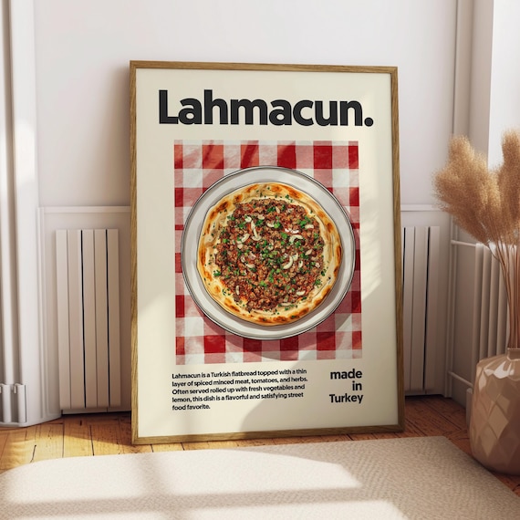 Lahmacun Turkish Flatbread Spiced Minced Meat Kitchen Food Print