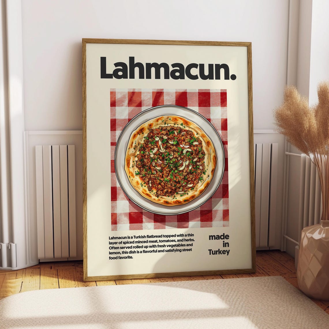 Lahmacun Turkish Flatbread Spiced Minced Meat Kitchen Food Print