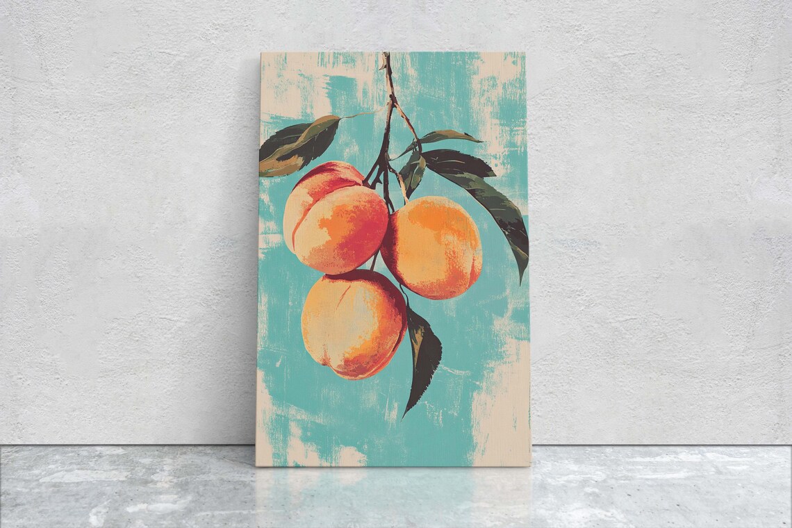 Peaches Vintage Art Food Decor Fruit Art Dining Room Decor - Image 2