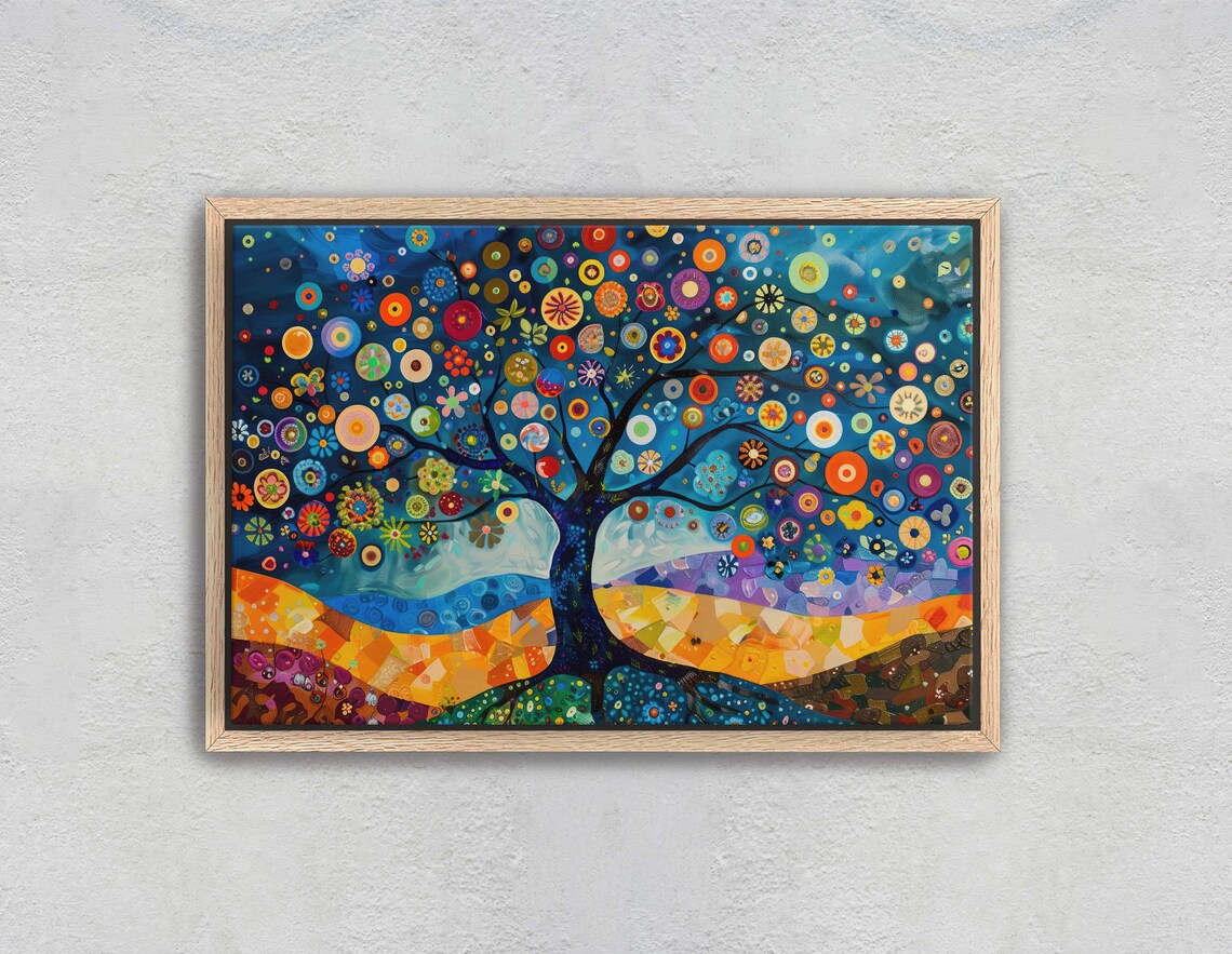 Whimsical Abstract Tree, Modern Rainbow Art Print - Image 2