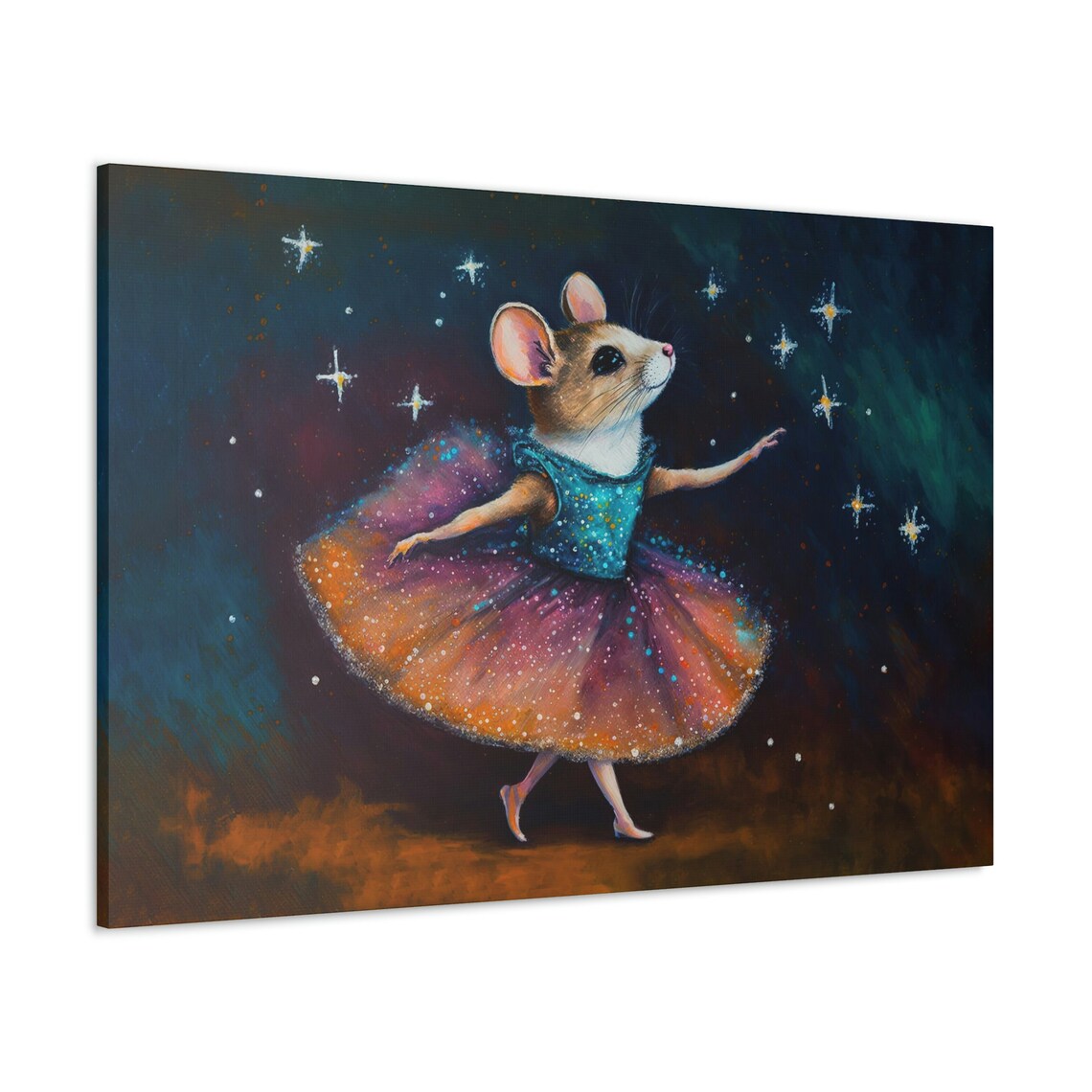 Ballerina Mouse Wall Art Print, Oil-Painting Style - Image 2