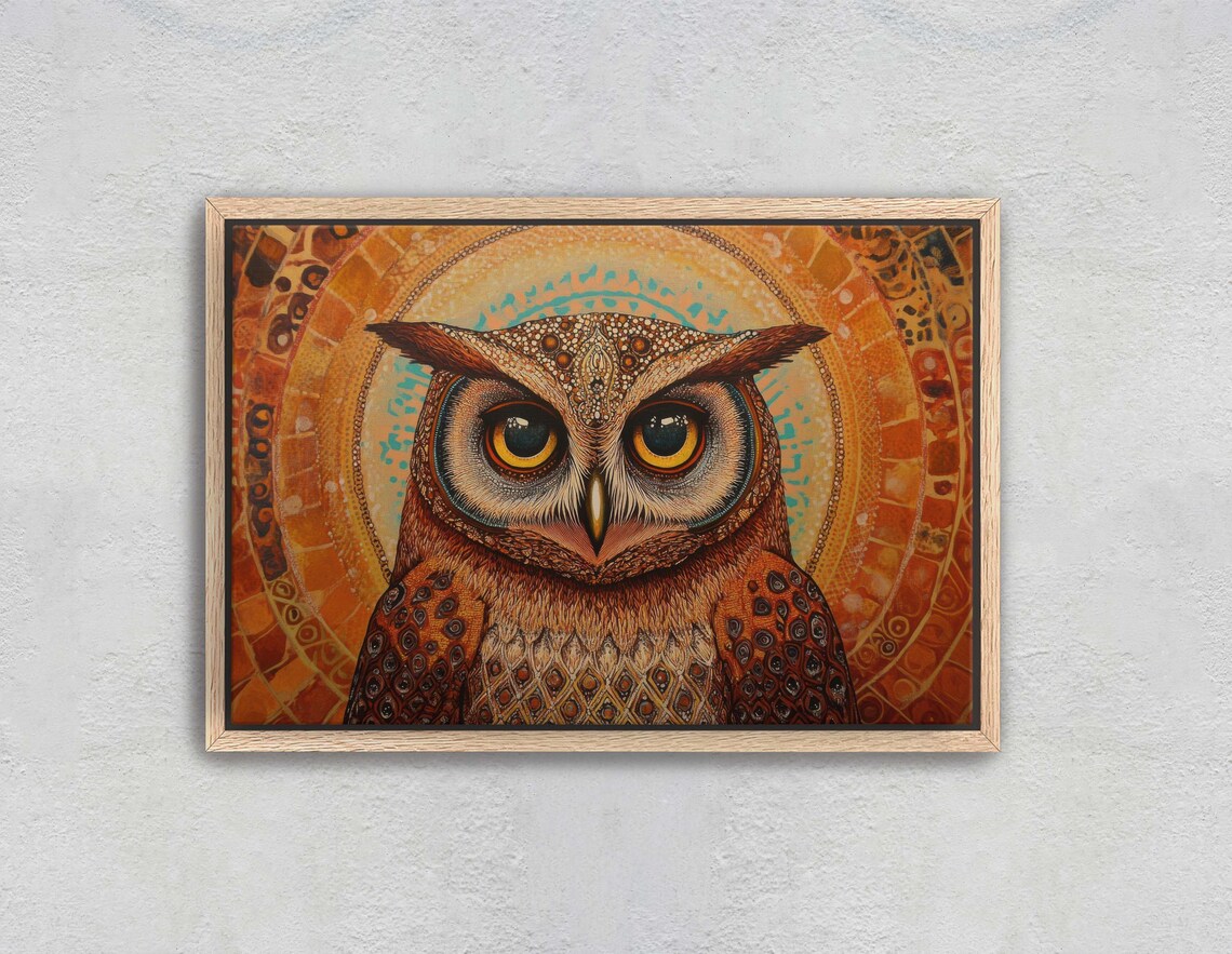 Owl Celestial Folk Art, Whimsical Cottagecore - Image 3