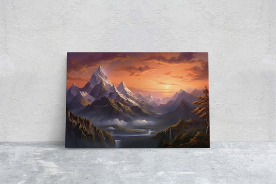 Large Abstract Mountain Painting Original Scenery Painting Landscape Room Decor Living Room Wall Decor Nature Wall Art