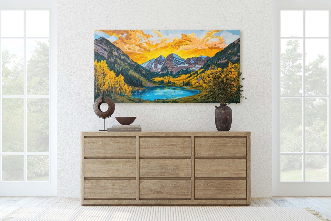 Maroon Bells Colorado Mountains, Mountain Lake Poster - Image 2
