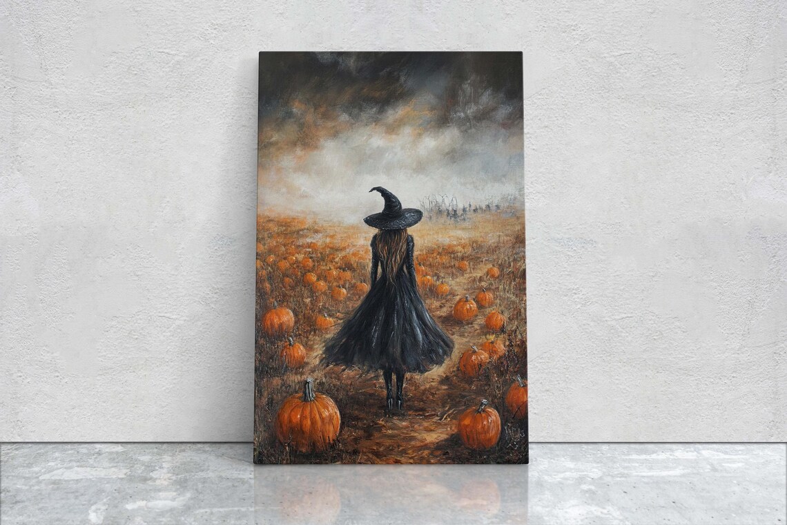 Witch Pumpkin Patch Halloween Gothic Art - Image 2