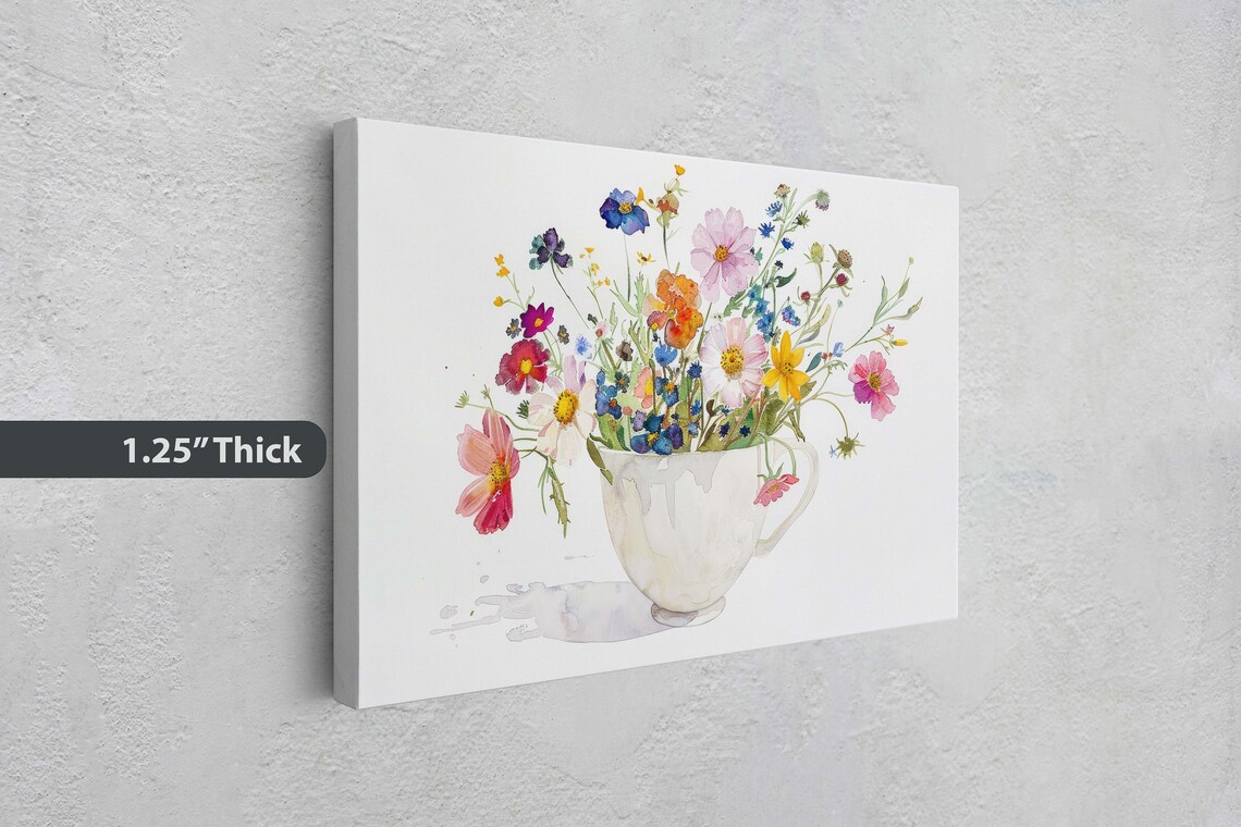 Wildflowers Watercolor Floral Poster Print, Farmhouse Kitchen - Image 3