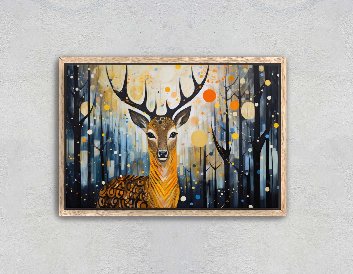 Abstract Deer and Elk Art Print, Modern Surrealism - Image 2