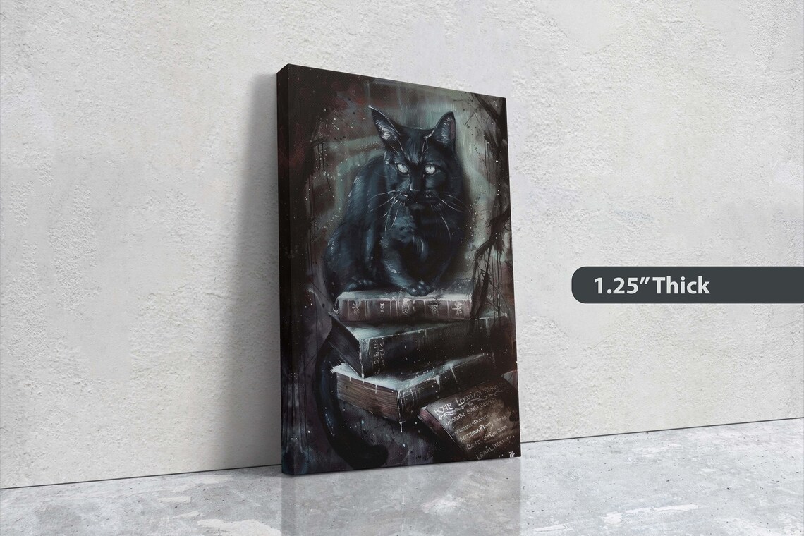 Arcania Black Cat, Dark Academia Halloween Decor - Image 3