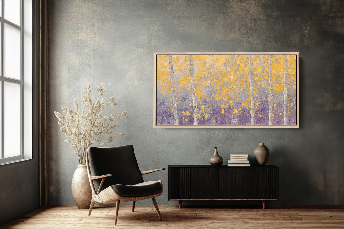 Impressionist Fall Aspen Trees, Abstract Art Print - Image 3