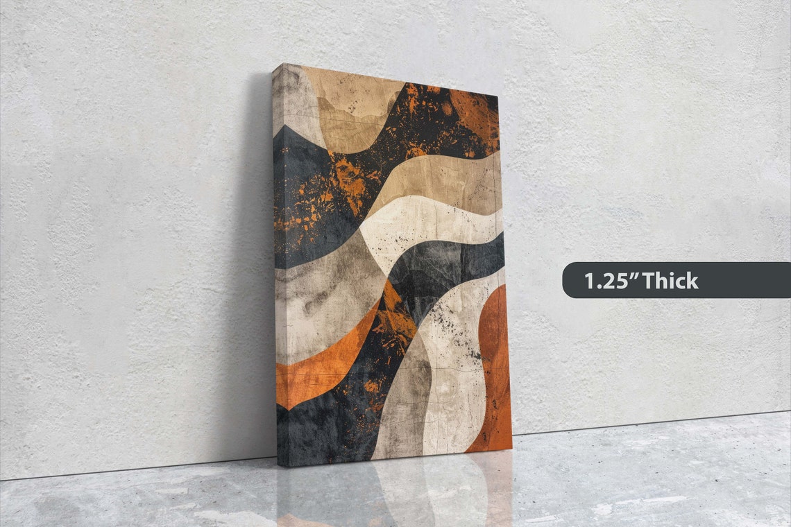 Wabi Sabi Waves Brown Earth Neutral Abstract Texture Wall Art Print - Image 3