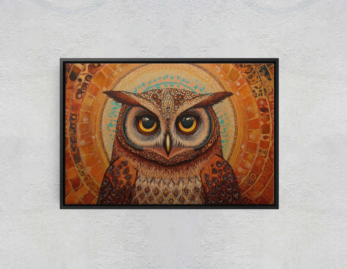 Owl Celestial Folk Art, Whimsical Cottagecore