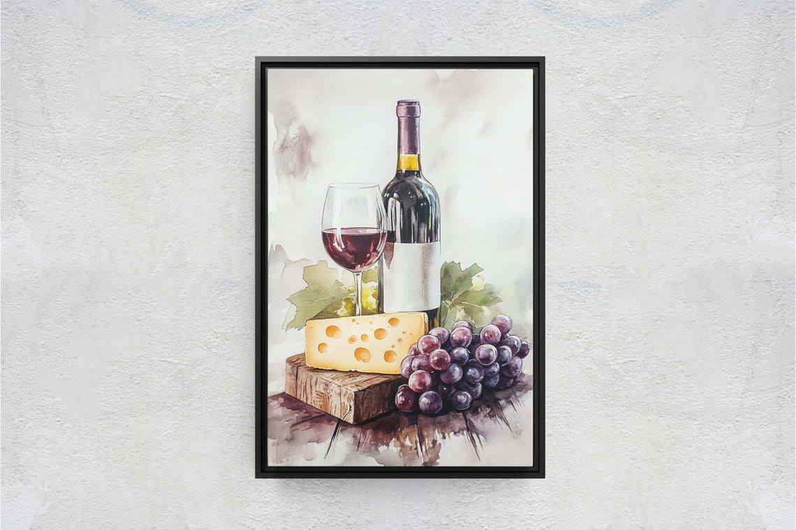 Wine And Cheese Kitchen Decor Art Print
