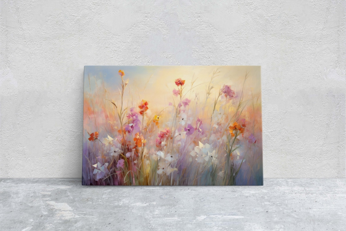 Dreamy Wildflower Field Soft Pastel Morning Light Floral Art Print