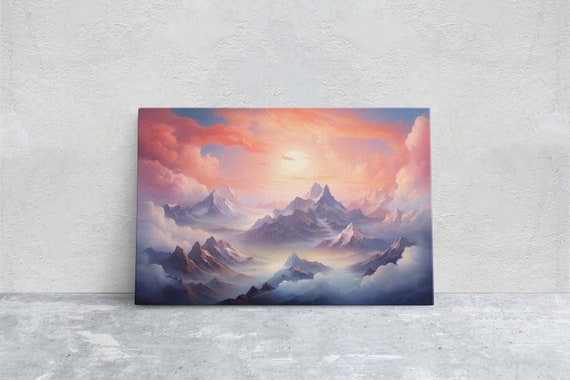 Large Abstract Mountain Painting Original Scenery Painting Landscape Room Decor Living Room Wall Decor Nature Wall Art