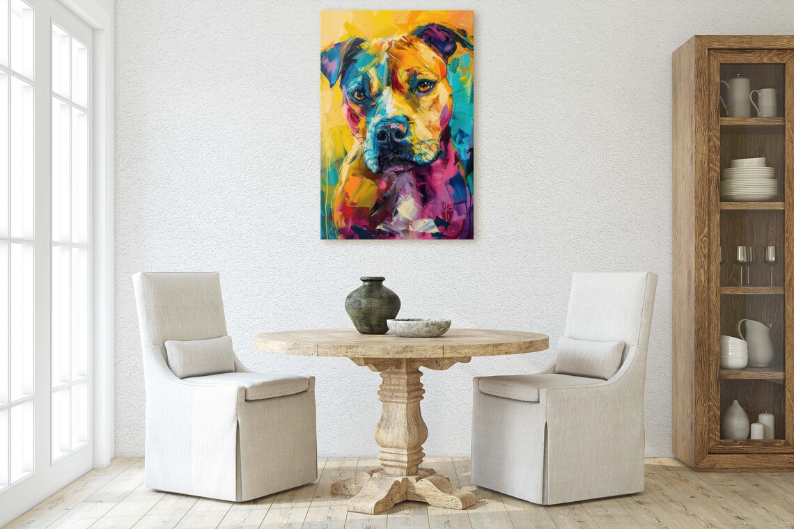 Pit Bull Watercolor Pop Art Dog Wall Art Print - Image 2