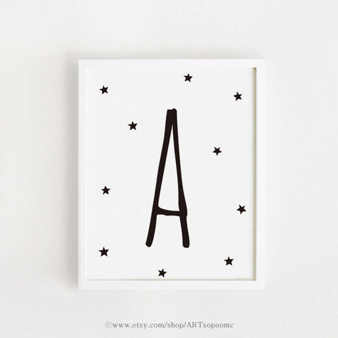Letter A Nursery Art Print, Star Decor