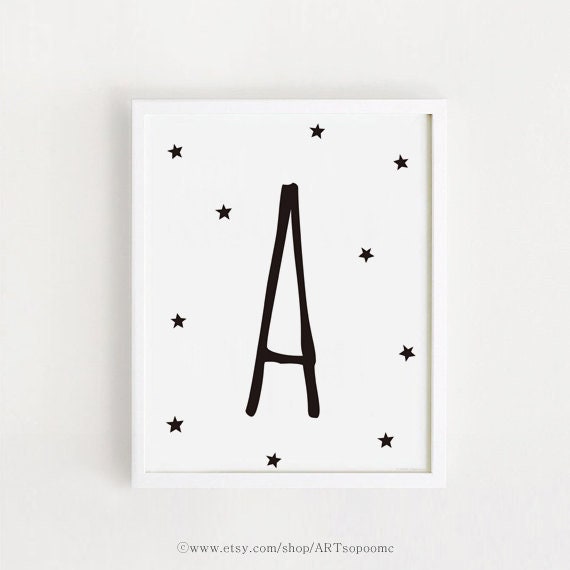Letter A Nursery Art Print, Star Decor