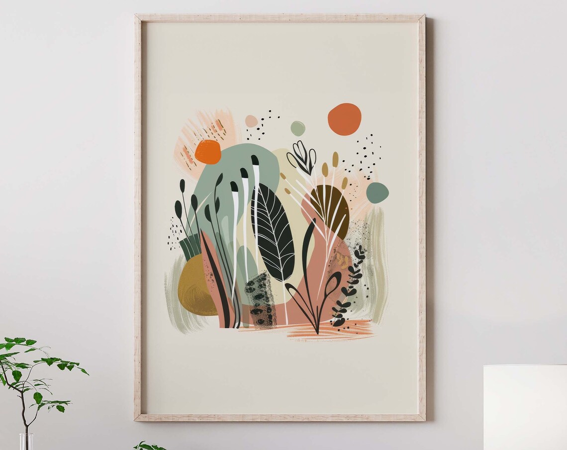 Boho Botanical Abstract Art Print