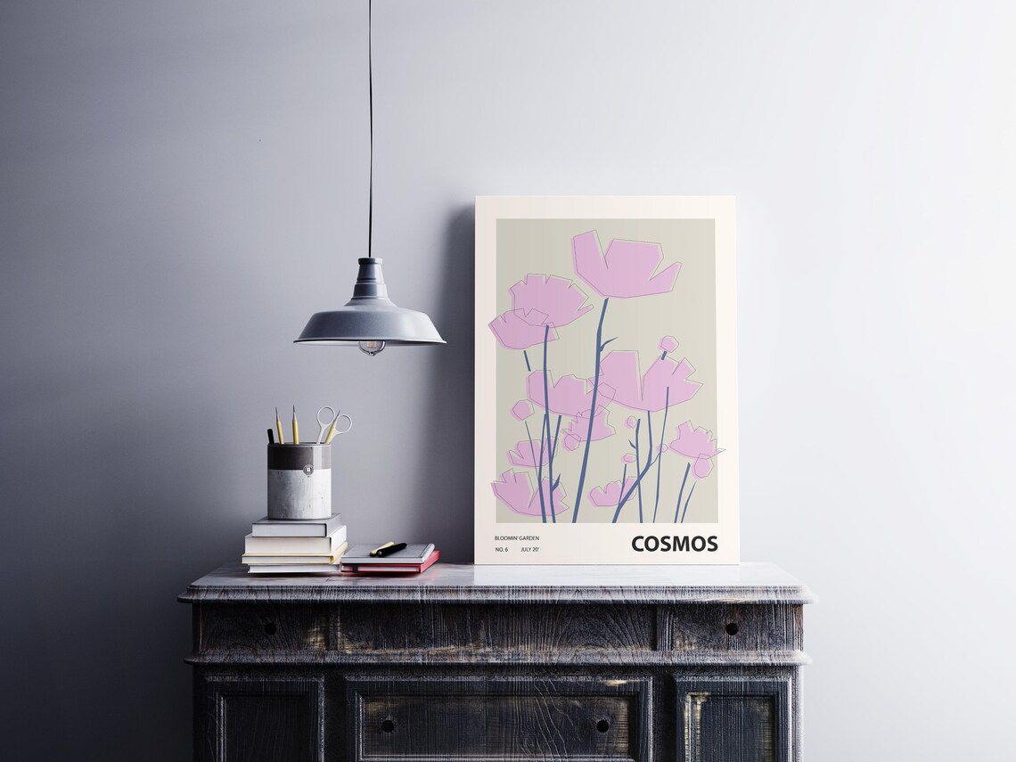 Cosmos Botanical Illustration, Abstract Wall Art Print - Image 4