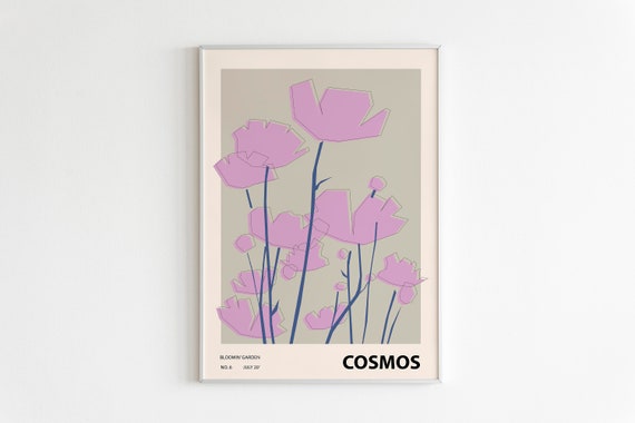 Cosmos Botanical Illustration, Abstract Wall Art Print