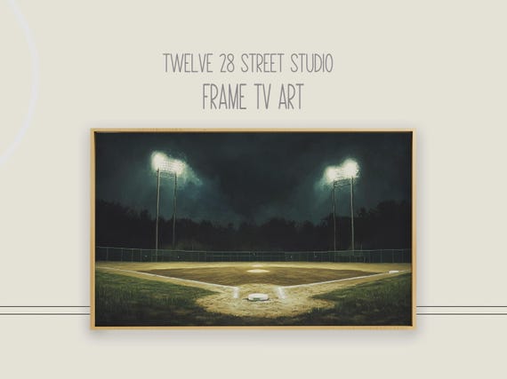 Baseball Stadium At Night Art Print, Sports Scene