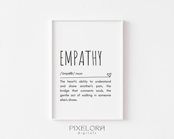 Empathy Definition Dictionary Style Inspirational Quote Wall Art
