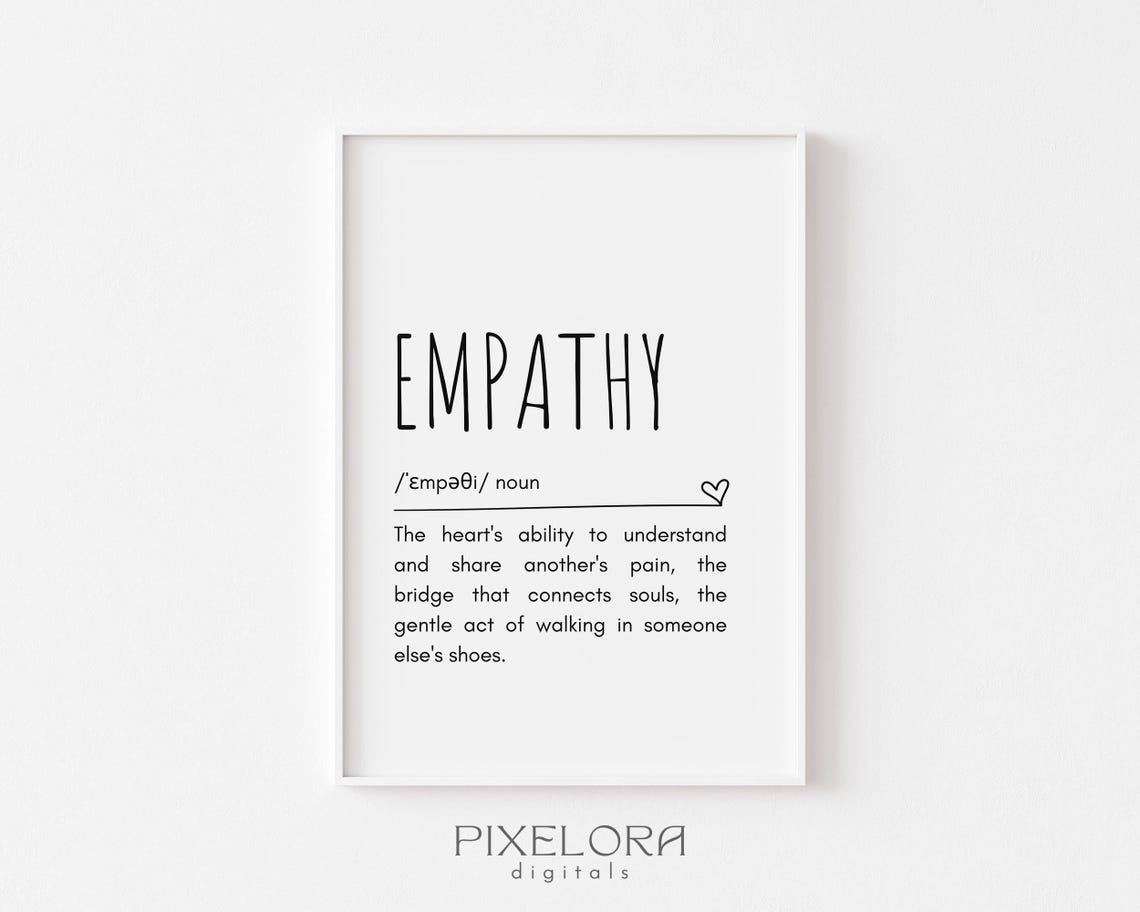 Empathy Definition Dictionary Style Inspirational Quote Wall Art