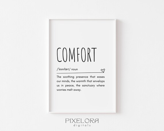 Comfort Definition Wall Art Inspirational Quote Motivational Poster Personal Growth Living Room Decor