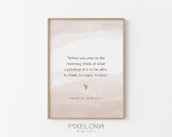 Marcus Aurelius Morning Privilege Quote Watercolor Inspirational Poster